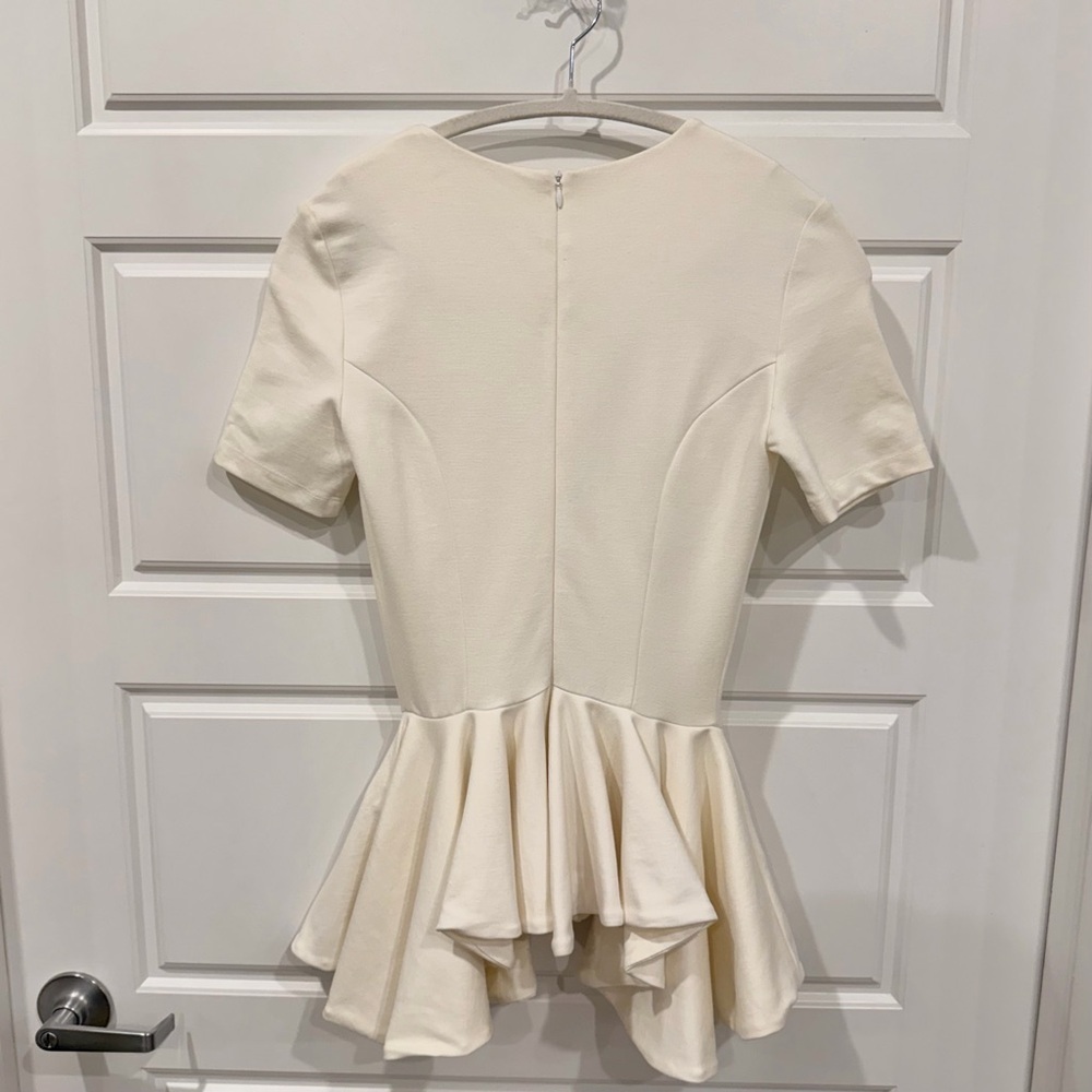 NWT Ronny Kobo Peplum Blouse XS White Short Sleeve Going Out Preppy Feminine - Picture 5 of 10